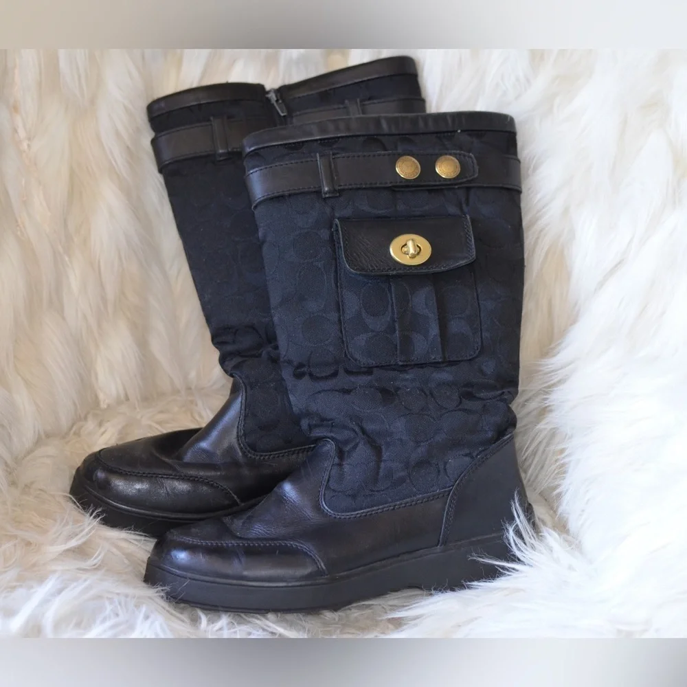 Coach Kayla Black Boot Women’s Size 8.5 Signature Print - Picture 11 of 16